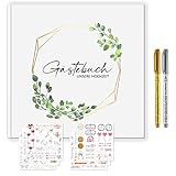 CAVOADO Gästebuch Hochzeit mit Gratis Sticker + Metallic Stifte 120 Seiten Hochzeitsgästebuch...