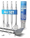 STONE REEF SDS Plus Meißel Set [4-teilig inkl. Fliesenmeißel], Sds Meißel, Meisel, Flachmeißel,...