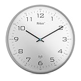 Mebus Funk-Wanduhr, 30 cm, lautlos, Grauer Rahmen, weißes Zifferblatt, Modell 13081 - Modern und...