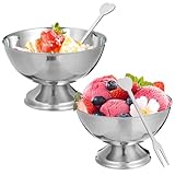DOITOOL Eisschalen 2-Teiliges Eisbecher-Set Edelstahl Dessertbecher Mit Fuß Für Dessert Eisbecher...