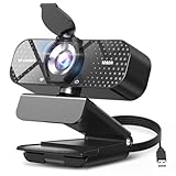 TRAUSI 1080P HD Webcam mit Mikrofon, Geräuschunterdrückung, Privatsphäre, Weitwinkelobjektiv,...