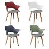 GrandCA HOME 4er-Set Nordischen Küchenstühlen, Esszimmerstuhl mit Massivholzbeinen, Gepolsterte...