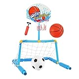 Huehkir Wasserbasketballkorb, 2-in-1 Schwimmend Tor für Pool Fußball, Interaktives Wasserspielzeug...