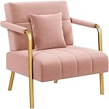 Yaheetech Polstersofa mit Armlehnen & Beine aus Metall Modernes Einzelsofa mit 2 Lendenkissen...