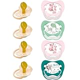 nip LATEX Schnuller Family mit Ring 4er Pack,Sauger aus Naturkautschuk, stillfreundlich,...