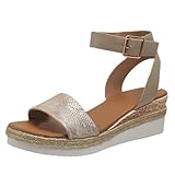 ticticlily Damen Sandalette Keilsandalen Klassische Pumps Sandale mit Keilabsatz Sommer B Khaki 40...