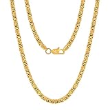 VEXXS Kette Herren 4/6mm, 18K Gold beschichtet Edelstahl Königskette, Byzantinische Goldkette für...