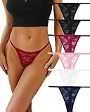 ALL OF ME 6er Pack Sexy String Tangas Set Unterhosen Damen Spitze Unterwäsche Weiche Frau Lingerie...