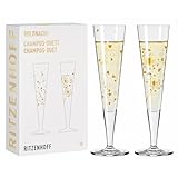 RITZENHOFF 6031007 Champagnerglas 200 ml - Serie Goldnacht 2er Set F24 - Designerstück mit...