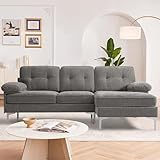 DUANDUAN Ecksofa 3-Sitzer Sofas 210cm breit Polsterecke mit Federkern Kissen und Rückenlehnen...