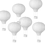 LIHAO 6x Heißluftballon Papierlampion Lampions Deko Ballon Lampenschirm Papier Dekoration Set Weiß...