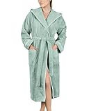 LAYNENBURG Bademantel Damen Frottee - Kapuze - Lang - 100% Baumwolle (360g/m2) - OEKO TEX Standard...
