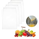 Lxtness 4 Stück Nussmilchbeutel,Passiertuch Wiederverwendbar,20 × 30 cm Feingewebt...