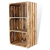 Geflammter Hochschrank mit 2 Böden 68x40x31cm Obstkisten Style Weinkisten in flambierter Optik