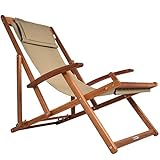 Casaria® Sonnenliege Holz Wetterfest Klappbar Verstellbar 160kg Belastbar Armlehne Nackenkissen...