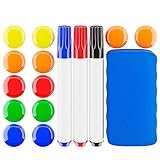 SANAWATEC 16 Stück Whiteboard Zubehör 3x Whiteboard-Stifte bunte magnetische Marker mit Radierer...