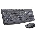 Logitech MK235 Kabelloses Set mit Tastatur und Maus für Windows, Spanisches QWERTY-Layout - Grau