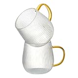GLASKEY 2er-Set Borosilikatglas Kaffeebecher, 370 ml Glas Kaffeetasse mit Hellgelben...