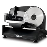 Elektrischer Allesschneider Edelstahl - Verstellbare Küchenmaschine 0 bis 15mm - 2 Klingen -...