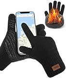 Bobelle Handschuhe Herren, Winterhandschuhe Damen Thermo Warme Fleece, rutschfeste Strickhandschuhe...