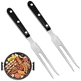 JLNGTHONG Fleischgabel, 2 Stücke Grillgabel, Fleischgabel Edelstahl mit Holzgriff, Filetiermesser...