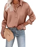 Beyove Damen Bluse Satin Seide Elegant V-Ausschnitt Hemden Langarm Casual Arbeit Oberteile mit...
