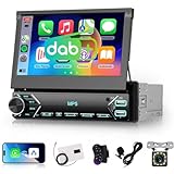 DAB Autoradio 1 Din mit 7 Zoll Bildschirm Ausfahrbar, Hodozzy 1 Din Flip Out Touchscreen Autoradio...
