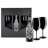 Das Sekt Geschenkset BLING!| Diamond LECLUB mit 1.000 Kristallen 2 Champagnergläser aus schwarzem...