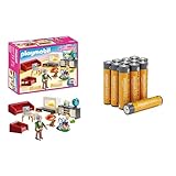 PLAYMOBIL Dollhouse Wohnzimmer, mit Lichteffekt, 4+ Jahre, & AAA Alkaline-Batterien Amazon Basics 12...