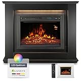 Juskys Elektrokamin 1000/2000 W mit Heizung, Kaminfeuer, Flammeneffekt, Fernbedienung, LED...