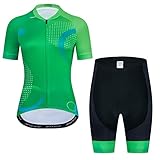 Damen Radtrikot Sets Kurzarm Bike Top 3D Gepolsterte Radhose, HT2015-1, XXL