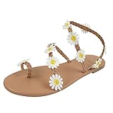 Flache Damen-Sandalen für den Sommer, rutschfest, modisch, Gänseblümchen, Damensandalen,...