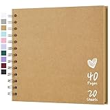 Hiwhy Fotoalbum Scrapbook 18x18 cm 20 Blätter DIY Scrapbook Hartes Kraftpapier Baby Erinnerungsbuch...