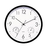 Wanduhr Mit Thermometer Und Feuchtigkeitsmesser, Wasserdichte Wanduhr Außen Outdoor Gartenuhr,...