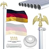 NQ Fahnenmast 6M stabil mit Adler, 5CM Durchmesser 20FT Aluminium Fahnenstange Höhenverstellbar,...