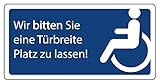 Aufkleber Hinweis'Türbreite Abstand Rollstuhlfahrer' Schild Folie selbstklebend | Größe wählbar...