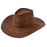 Miobo Cowboy Hut Western Cowgirl Hüte für Damen Herren Kinder (One Size, Braun für Erwachsene)