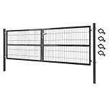 V2Aox Gartentor Tor Gartenzaun Zaun 300x120 cm Doppelflügelig Gartentür aus Metall für...