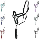 Majestic Ally Lederhalfter mit passendem Führstrick für Pferde - Leder Breakaway Crown -...