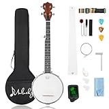 Mulucky 5-String Banjo Mini.28 Zoll Reise Banjo Sapele Körper Geschlossen Solid Back Anfänger Kit...