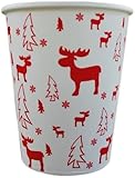 PGV Pappbecher Trinkbecher Weihnachten ohne Henkel Elch 200 ml - verschiedene Mengen (300 Stück)