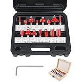 flintronic Fräser-Set, 6.35MM Fräsen Werkzeug Set, 15-tlg Holzkoffer Geschmiedeter Werkzeugstahl...