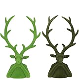 MACOSA VS081924 Hirsch Büste Grün modern 30 cm Dekohirsch Dekobüste Dekofigur Skulptur Herbst...