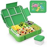 SWOMTEE Brotdose Kinder mit Fächern, 1330ml Lunchbox Kinder mit Dinosaurier Muster Bento Box...