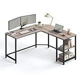 VASAGLE Schreibtisch, L-förmiger Computertisch, 138 x 138 x 76 cm, Eckschreibtisch mit 2 Ablagen,...