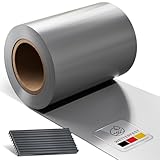 Juskys PVC Sichtschutzstreifen Doppelstabmatten Zaun - 35m x 19 cm - 30 Befestigungsclips - hellgrau...