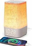 Tageslichtwecker mit 30 Naturgeräuschen,Wecker mit Licht Sonnenaufgang,Dimmbar Nachttischlampe mit...