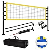 Volleyballnetz Set, 9.5m x 1m,Beachvolleyball Set,Faltbare Volleyball Komplettes Netz Set mit...