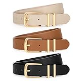 WERFORU 3 Stück Damen Leder Gürtel Mode Taille Gürtel für Jeans Hosen Kleider mit Goldene...