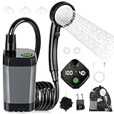 Spopal Campingdusche Tragbare, [6000mAh] Camping Dusche mit Pumpe und Temperaturanzeige, Camping...